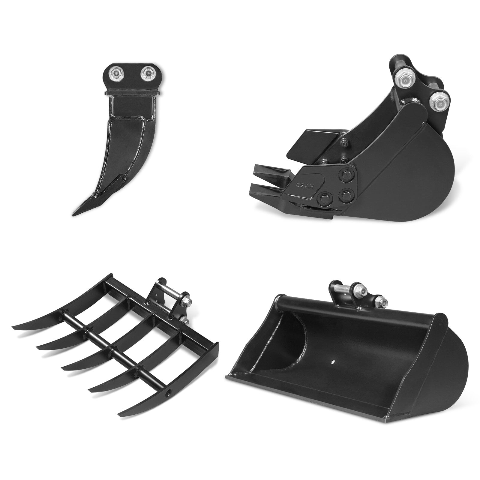 MechMaxx 4-Piece Mini Excavator Attachment Set for Mini Compact Excavator