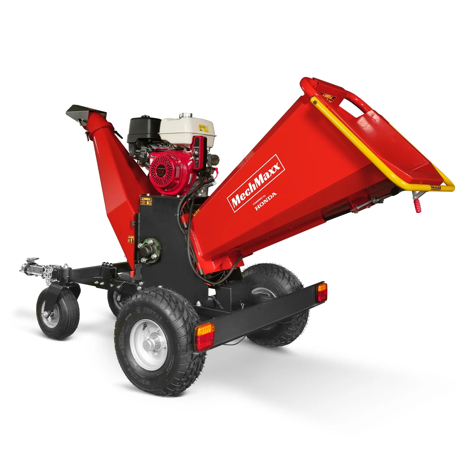 MechMaxx 6 inch HONDA GX390 E-Start Gasoline Engine Powered 4 - Wheel Drum Wood Chipper with Taillight ,  B150