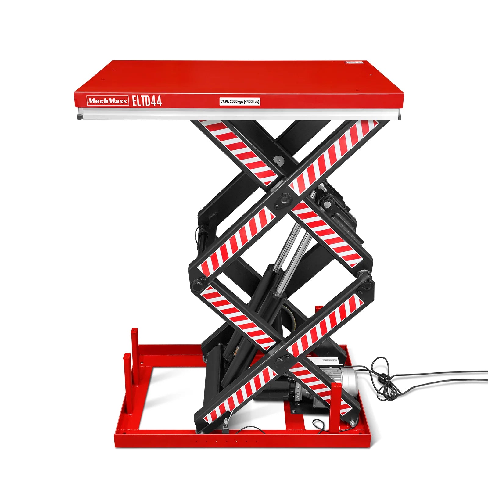 MechMaxx 4400lbs Capacity Stationary Electric Hydraulic Double Scissor Lift Table,  51.2" x 33.5" Platform,  70.1" Lift Height,  UL Certified Motor,  ELTD44