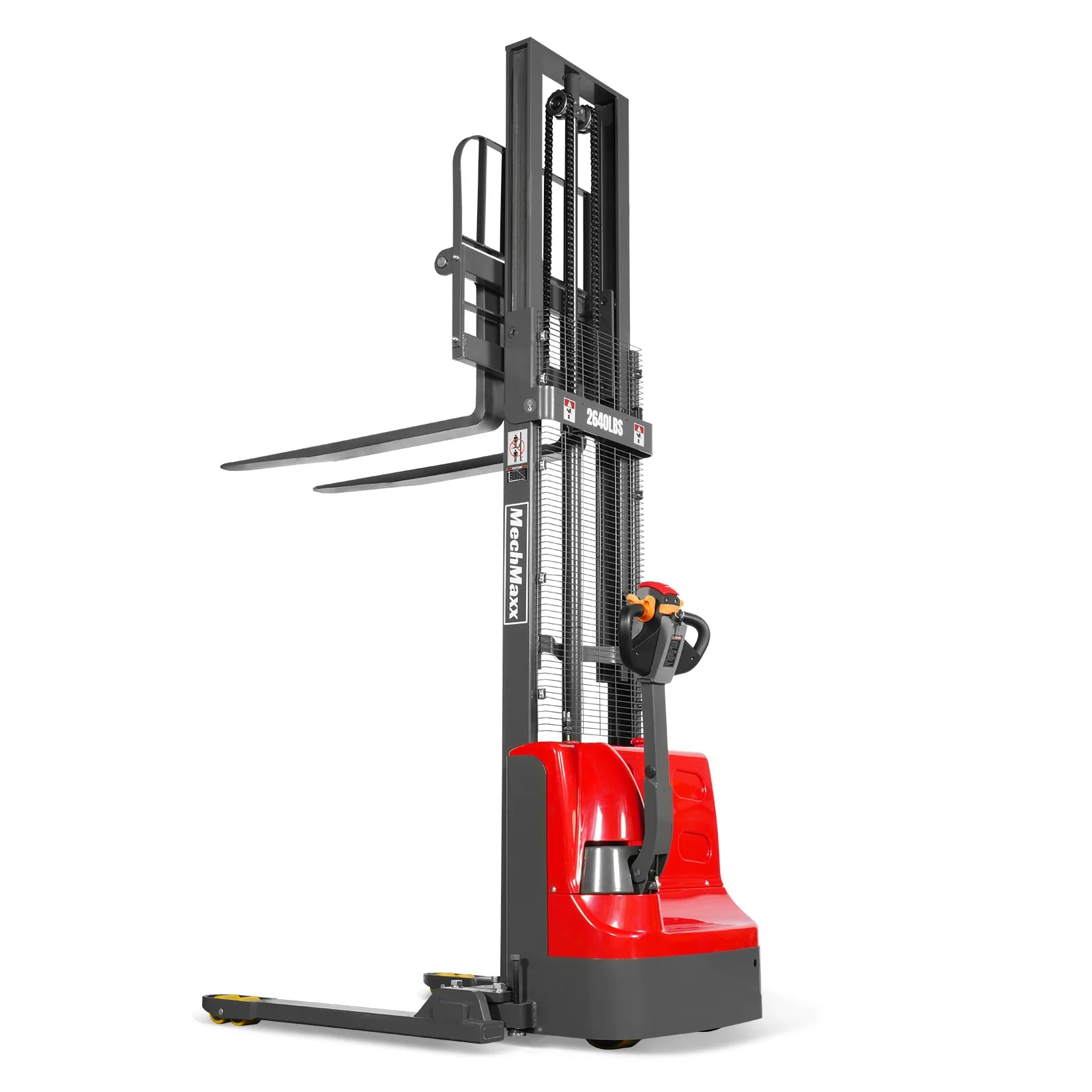 MechMaxx 2640lbs Lithium-ion Electric Straddle Stacker,  118" Lift,  Adjustable Legs & Forks,  F26-118S