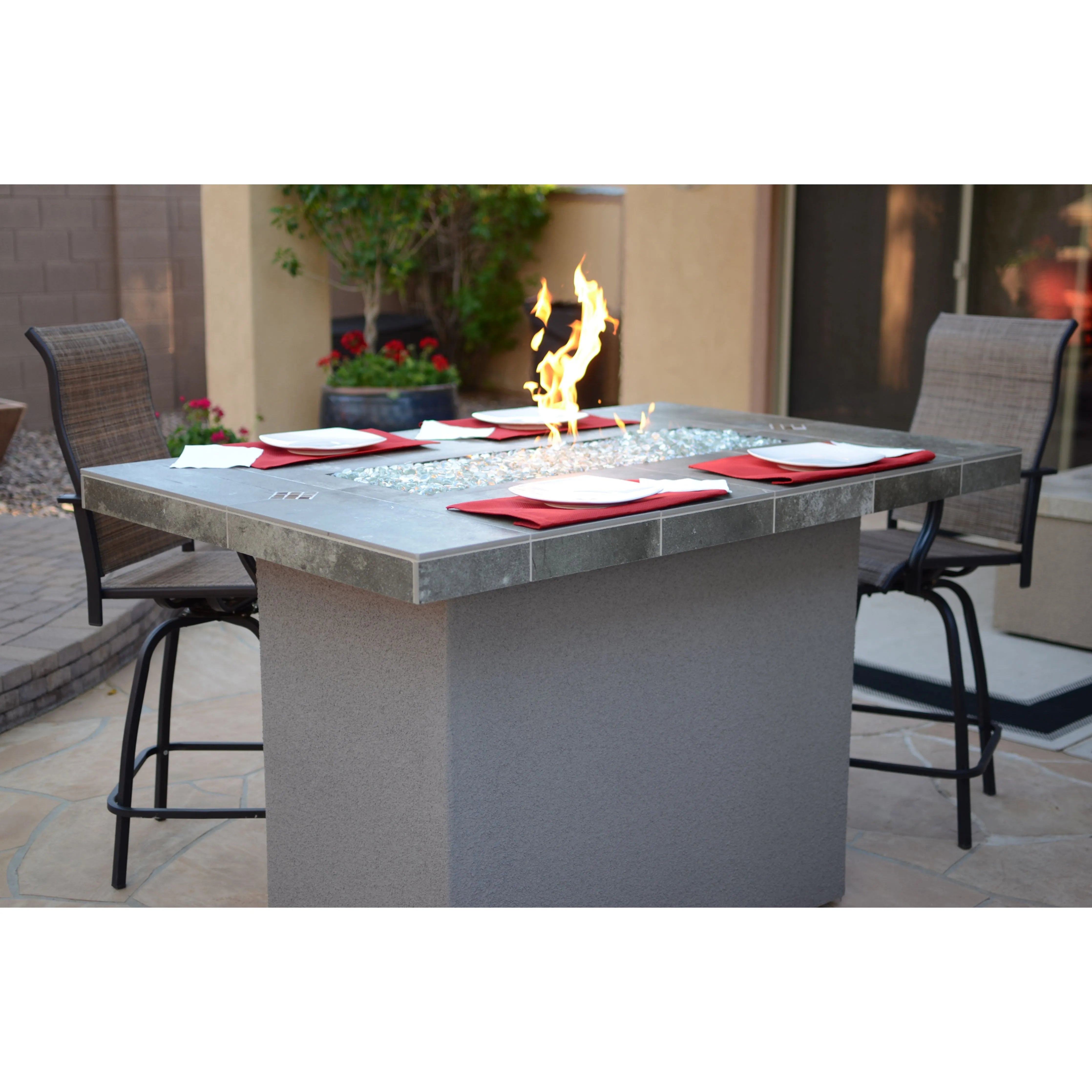 Kokomo Grills Entertainer Bar Table with Firepit – Outdoor Fire Table for 6 - Natural Gas or Propane