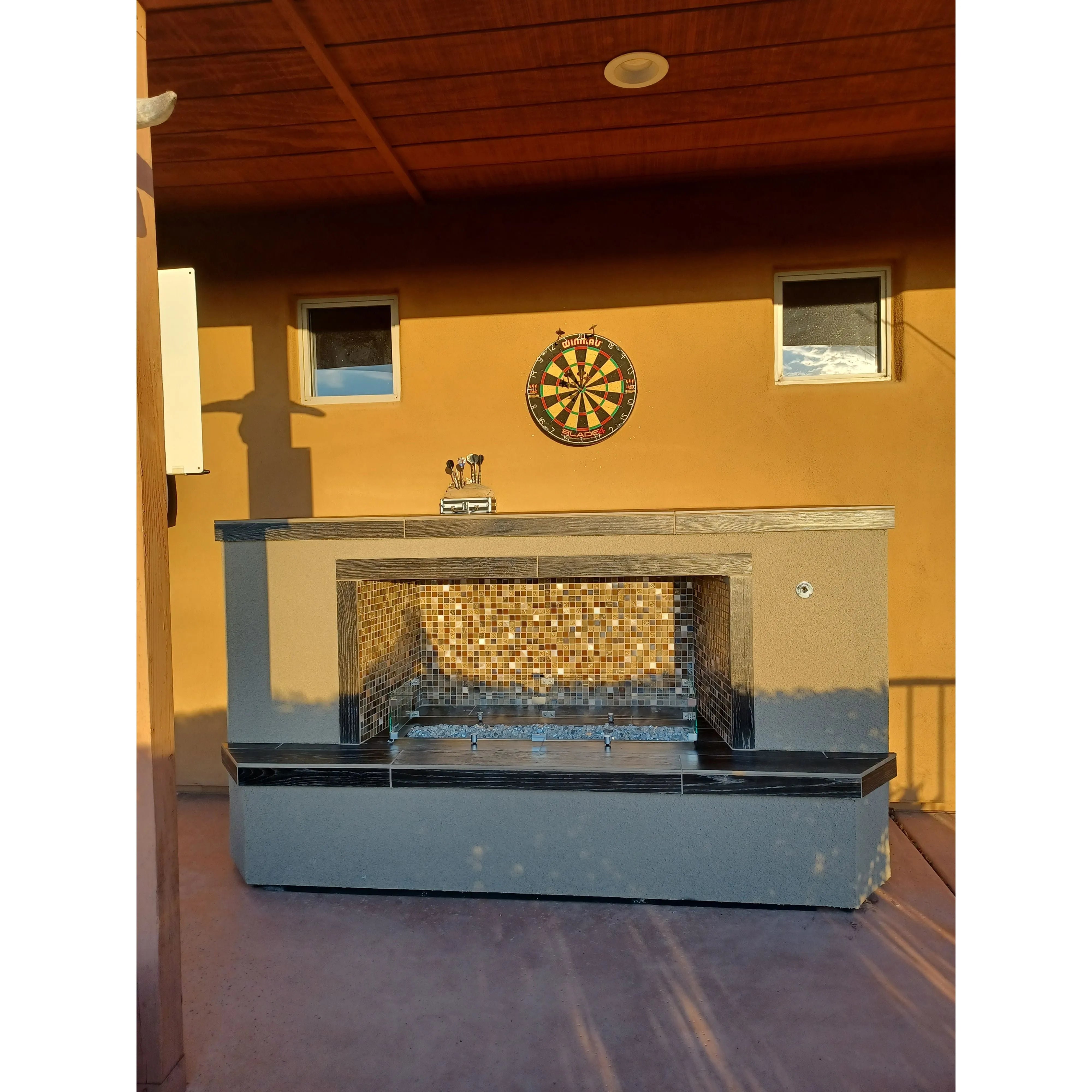 KoKoMo Grills Entertainer 7-Foot Outdoor Gas Fireplace – Built-In Fireplace - 35,000 BTU - Natural Gas or Propane