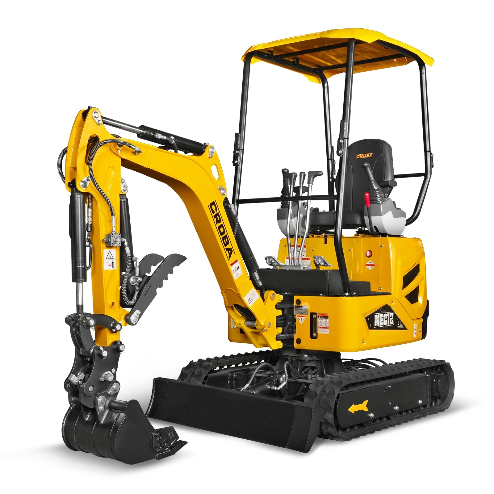 MechMaxx 1.2 Ton Mini Excavator – Kubota D722 Diesel Engine, 65.7" Dig Depth, 2700 lb Compact Excavator (MEC12)