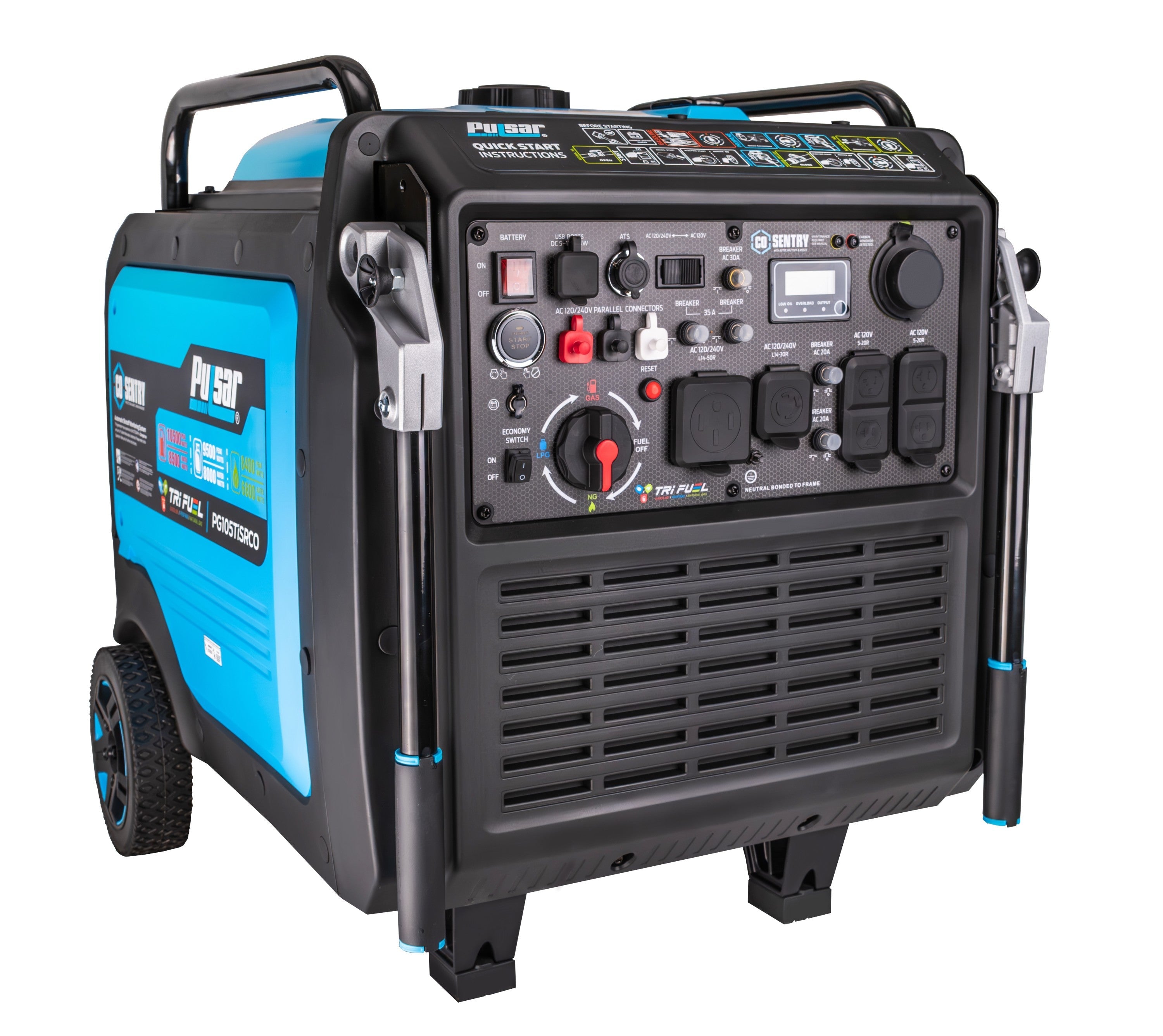 Pulsar 10,500 Watt Tri-Fuel Inverter Generator with CO Sentry